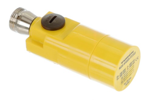 Sensor inductivo 2 entradas de cable (axial, radial) Barril liso, Ø 40 mm Plástico, ABS CA de 2 hilos, 20…250 VCA CC de 2 hilos, 10…300 V CC Conexión programable (NC o NO) Cámara terminal
