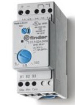 Relé de Control de Nivel p/liquidos Inductivos marca FINDER Serie 72; Amperaje 16A Bobina 110VAC Rango Ajuste Sensibilidad 5-150K Contactos CO 1. (72.01.8.125.0000)  