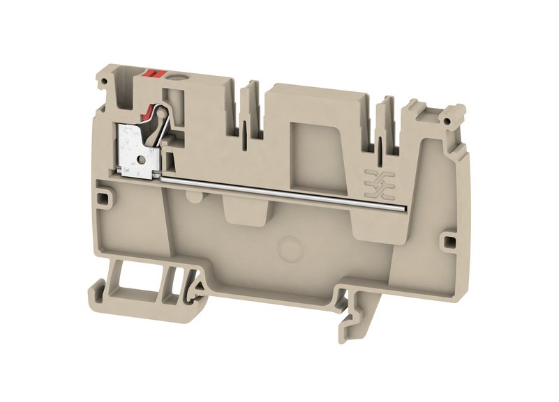 Bornera 4mm² marca Weidmüller Serie AAP21 4 ; Amperaje 32A Calibre 26-10AWG Nivel 1 Conexión push in, color beige