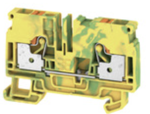 Bornera 10mm² de tierra, marca WEIDMULLER, calibre 20-6AWG, push in, Verde/amarillo. A2C 10 PE 