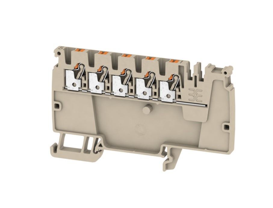 Bornera 2.5mm² marca Weidmüller Serie AAP12; Amperaje 24A calibre 28-12AWG Nivel 1 Conexión push in Color Beige