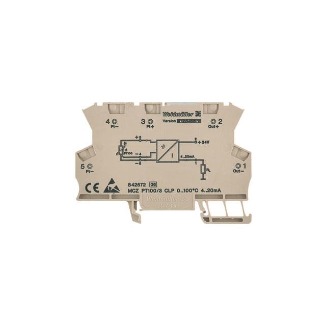 Transmisor de Temperatura – Tipo Bornera marca Weidmüller Serie MCZ; Entrada Tipo PT100 Salida 4-20mA Rango 0 °C... 300 °C