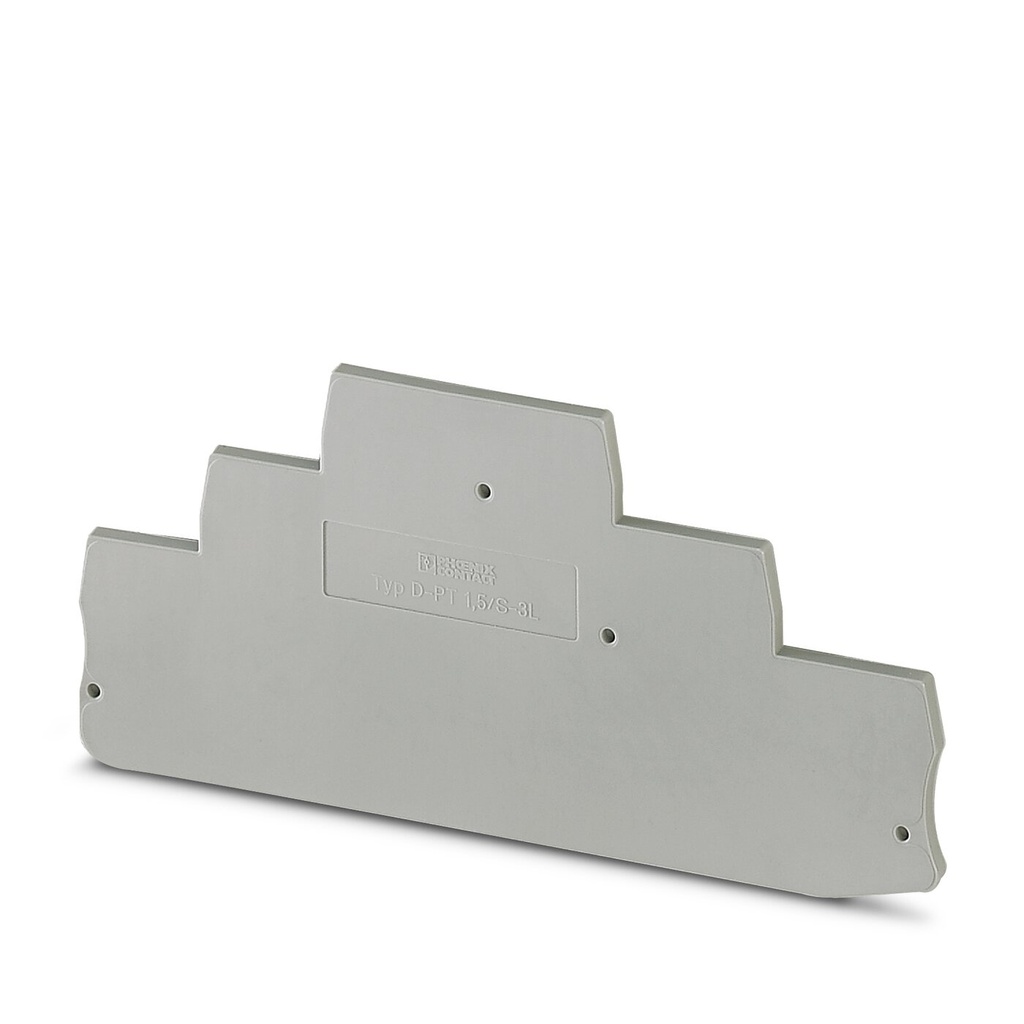 Tapa Final marca PHOENIX CONTACT Serie D-PT 4-PE/L/HESI; Medidas 119.5x2.2x48,3mm Color Gris    