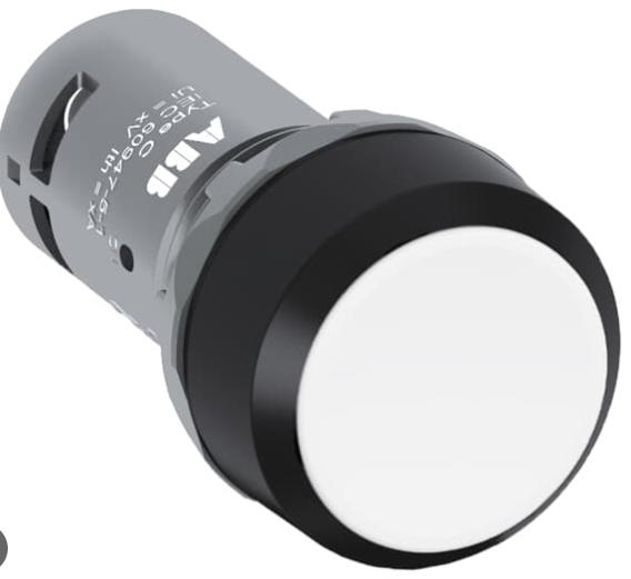 Pulsador marca ABB Serie CP2; Color Blanco No Iluminado Momentáneo Diámetro 22mm Contacto 1NO Contacto 1NC
