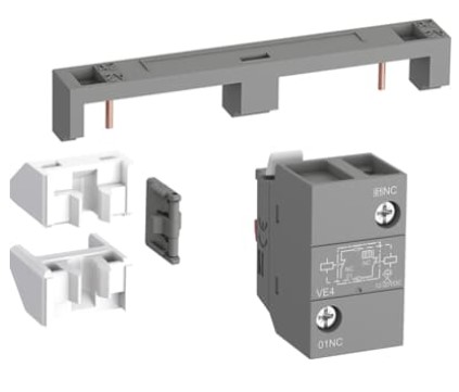 VEM4 es un conjunto de enclavamiento mecánico y eléctrico para el enclavamiento uno al lado del otro sin ancho adicional de dos contactores AF09... AF38 o AFC09... AFC38.