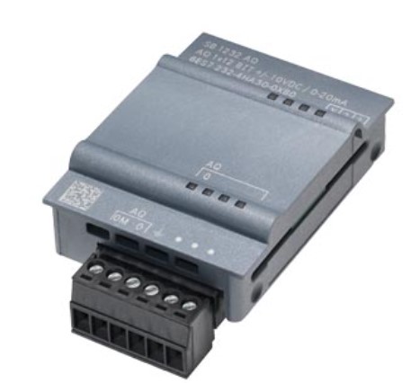 Placa de señalización SB 1232, 1 AO SIMATIC S7-1200, Salida analógica, SB 1232, 1 AO, +/-10 V DC (resol. 12 bit) o ​​0-20 mA (resol. 11 bit)