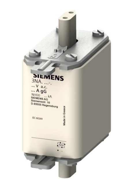 Fusible NH de cuchillas centradas Siemens, NH00, gG, 500V ac, 50A, CSA 22.2, IEC EN 60269, VDE 0636 (3 unidades)