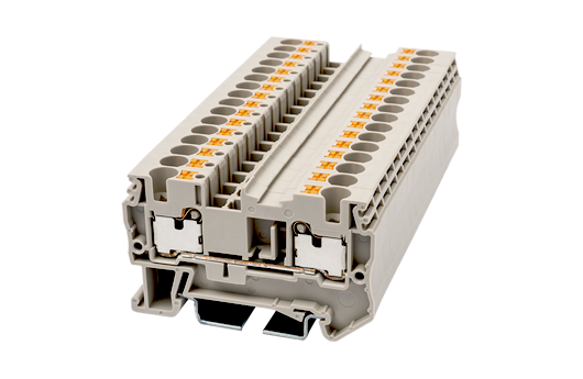 Bornera de Conexión Montaje en Riel Din , 24~10 AWG Diseño Push-In 4mm² 600V, 30A ,Beige