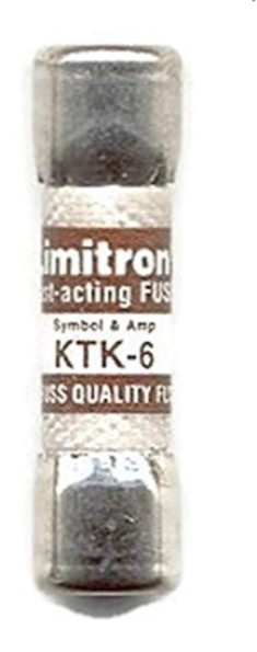Fusible marca Eaton - Bussmann Serie KTK; Amperaje 6A Diámetro 10X38mm Acción Rápida Clase aR     