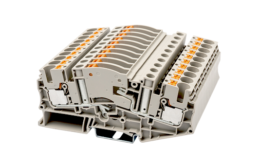 Bornera 6mm² marca DINKLE Serie DP; Amperaje 15A calibre 20-8AWG Nivel 1 conexión Push-in     