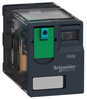 Relé marca Schneider Electric Serie RXM; Amperaje 6A Bobina 24VDC Contactos CO 4