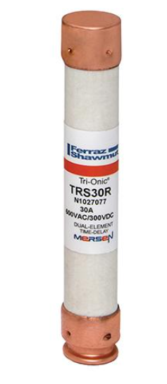 Fusible marca MERSEN Serie TRS-R; Amperaje 30A Acción Con Retardo Clase RK5       