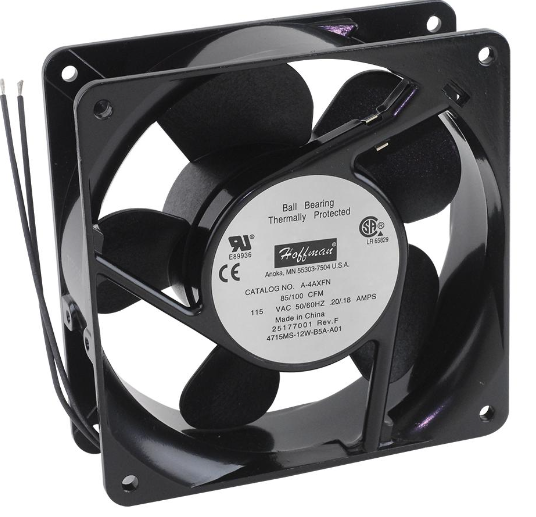 Ventilador marca HOFFMAN Serie AC Axial; Alimentación 110VAC Dimensiones 149x162x38mm