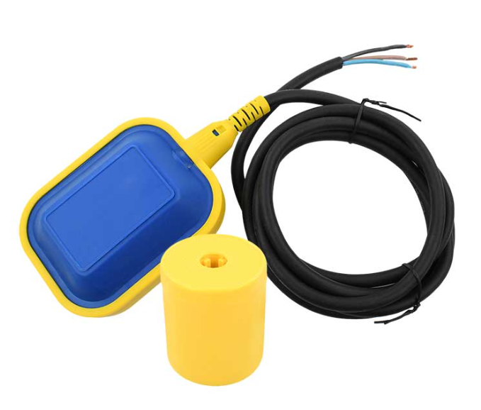 Sensor de Nivel Electromecanico Marca EBCHQ Serie EBC; Tipo Flotador Amperaje 10A Alimentación 250VAC Contacto NA 1 Contactos NC 1 Longitud de cable 2M      