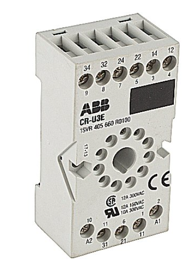 Base de Relé marca ABB Serie CR-U; Contactos CO 3 Conexión Tornillo    