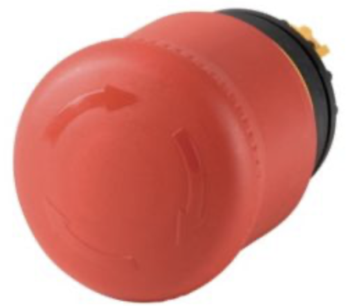 Pulsador paro de emergencia, (CABEZA + BASE), COLOR ROJO, INSCRIPCIÓN GIRAR PARA DESENCLAVAR