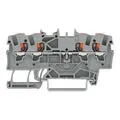 Borna de paso para 4 conductores; con tecla; 1,5 mm²; con orificio de prueba; Apropiado para aplicaciones Ex e II; Marcaje lateral y central; para carril DIN 35 x 15 y 35 x 7,5; Push-in CAGE CLAMP®; 1,50 mm²; gris