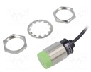 SENSOR  DE PROXIMIDAD INDUCTIVO, Alcance 15 mm, ø 30mm,  Salida   NPN-NA, 3-Hilos. Alimentacion 12-24VDC