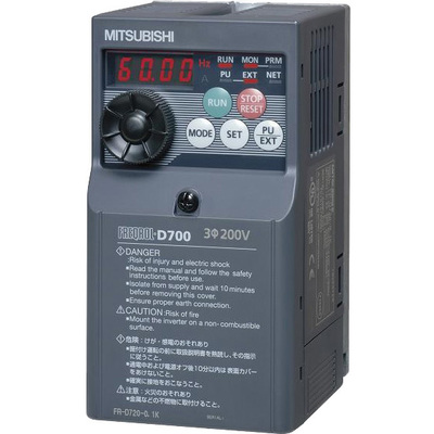 Variador de frecuencia/variador de frecuencia - Mitsubishi - Serie FR-D700 - Entrada monofásica - 1,4 A / 0,2 kW / 1/4 HP