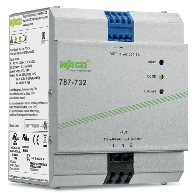 787-732 Fuente de alimentación; ECO; monofásico; Tensión de salida 24V DC; Corriente de salida 10A; DC-OK LED; 4,00 mm²