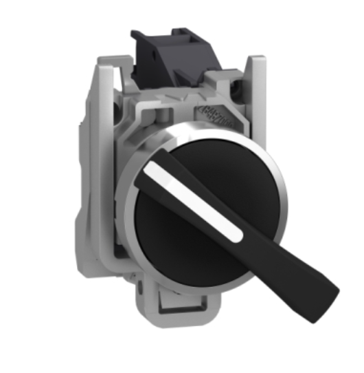 Selector marca Schneider Electric Serie Harmony XB4; Sostenido, Color Negro No Iluminado posiciones 3 Diámetro 22mm, 2NO.