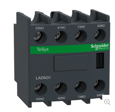 Bloque de contactos auxiliar, Tesys deca, 3NO + 1NC, montaje frontal, terminales de abrazadera de tornillo