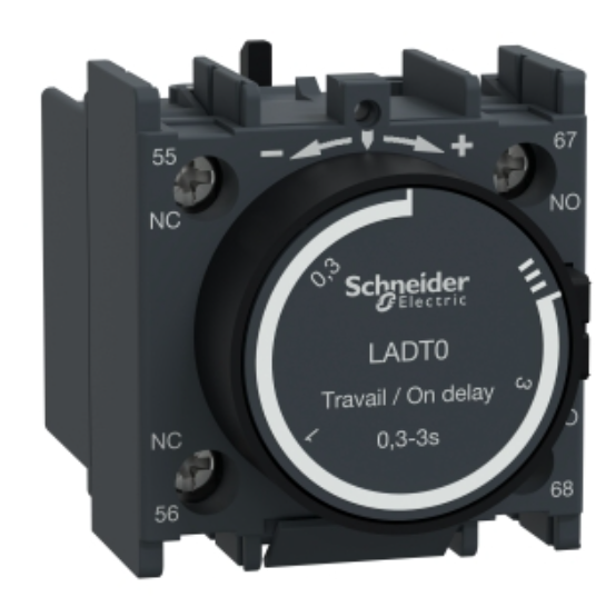 Temporizador marca Schneider Electric Serie TeSys; retardo a la desconexión 1-30s, Contactos 1NO Contactos 1NC. 