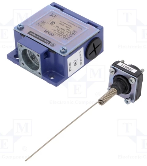 Limit switch marca SCHNEIDER serie XC Standard, XCKM, cats whisker, 1NC+1NO, 230VAC/DC, snap action, Pg11