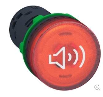 XB5KS2B4 Luz Piloto con Buzzer, Harmony XB5, Zumbador iluminado, plástico, rojo, 22 mm, tono continuo o intermitente, 24 V CA CC
