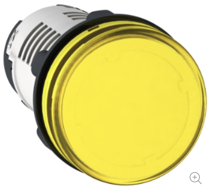 Luz piloto monolitico marca Schneider circular amarillo 230VAC 22mm 