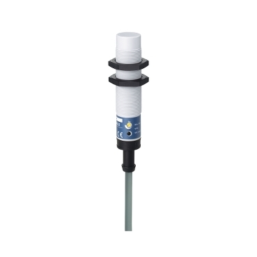 Sensor de Proximidad marca Schneider Electric Serie XT; Tipo Capacitivo Bobina 12-24VDC Diámetro M18 Salida NPN 8mm cable 2m