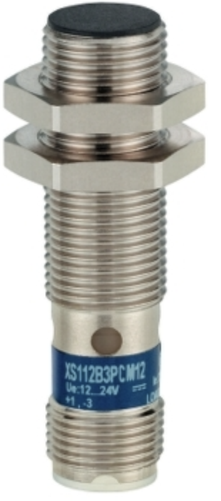 Sensor de Proximidad marca Schneider Electric Serie XS1; Tipo Inductivo Bobina 12-24VDC Diámetro M12 Salida NPN conector M12 4mm