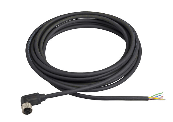 Conector M12, Hembra, 90°, 8 pines, 5 m precableado