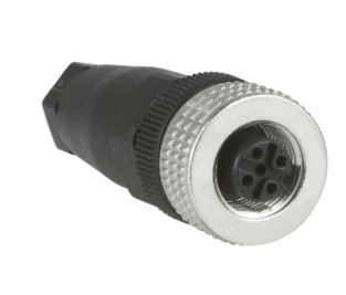 Conector hembra M12 de 4 pines, recto, prensaestopas Pg 7