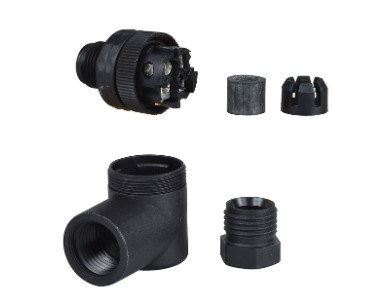 Conector macho M12 de 4 pines acodado, prensaestopas Pg 7