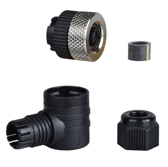 XZCC20FCM30B Conector hembra acodado de 1/2 20UNF, 3 pines, prensaestopas Pg 7