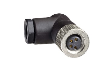 Conector hembra M8 de 4 pines acodado, prensaestopas M9,5 x 1