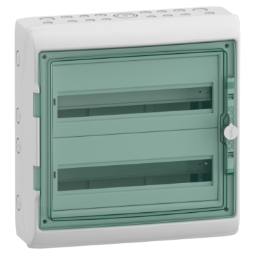 Gabinete marca Schneider Electric Serie KAEDRA; Material Termoplástico Color Gris / Verde 