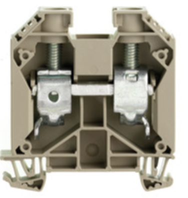 Bornera 35mm² marca WEIDMULLER serie WDU, Conexión brida-tornillo, 1000V, 125A, Beige oscuro