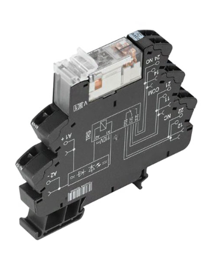 Relé Tipo Slim marca Weidmüller Serie TRZ; Amperaje 8A, Bobina 230VAC/DC Contactos CO 2    