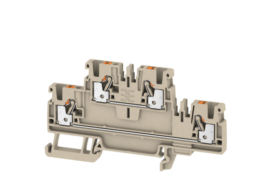 Bornera 2mm² marca WEIDMULLER, Amperaje 24A, calibre 28-12AWG, nivel 2, 800V, push in. 