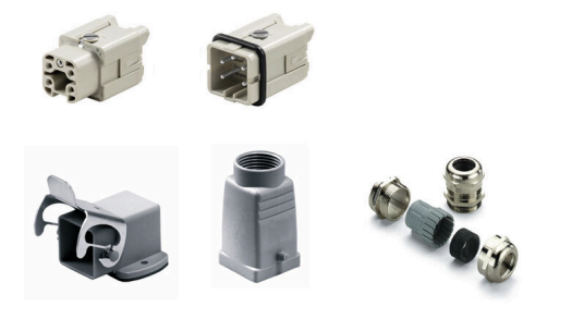 HDC-KIT-HA 04.402 RockStar® HDC - Kits-Conectores industriales, Kit, HA, Tamaño de instalación: 1, Polos: 4, Conexión brida-tornillo, 400 V, 16 A, Fundición inyectada de aluminio, PG 11