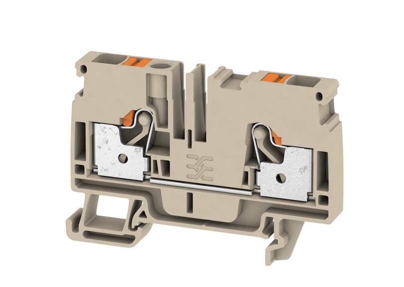 Bornera 6mm² marca Weidmüller Serie A2C 6; Amperaje 41A Calibre 22-8AWG Nivel 1 Conexión push in Color Beige