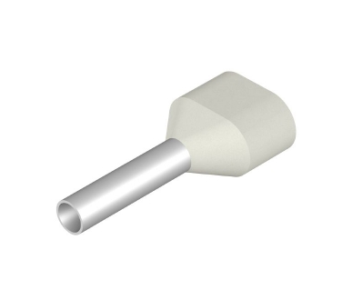 H0,75/14 ZH W Terminal tubular, Terminal tubular doble, 18AWG, 11 mm, 8 mm, blanco PAQUETE 500 PIEZAS