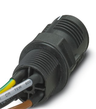 Conector QPD W3PE2,5 M25 0.5 BK - Pasamuros polos: 3+PE, M25, Macho, 1 mm2 ... 2,5 mm2, 690 V, 20 A, PA, negro, sin tuerca QUICKON