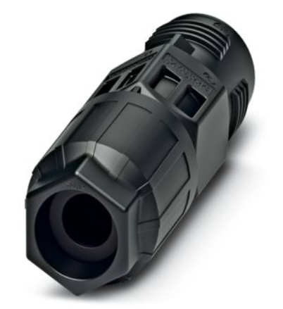 1414697 QPD C 3PE1,5 1X8-13 BK - Conector de conductores conexión IDC, número de polos: 3+PE, 0,5 mm2 ... 1,5 mm2, 690 V, 17,5 A, PA, negro, con una tuerca QUICKON, perfil codificador, diámetro exterior del cable: 10 mm ... 13 mm