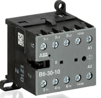 Contactor marca ABB Serie B6; Amperaje 6A Polos 3 Potencia(kW) 4kW Bobina 230VAC, Contacto Aux 1NO,NC 0. (B6-30-10-80)