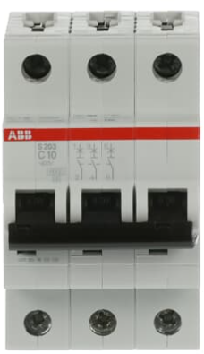 Breaker para Riel Din marca ABB Serie S203; Amperaje 10A Polos 3 Curva C