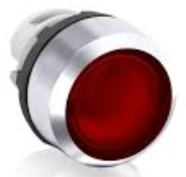 Pulsador marca ABB Serie MP1; Color Rojo Iluminado Sostenido Diámetro 22mm sin bloque de contacto