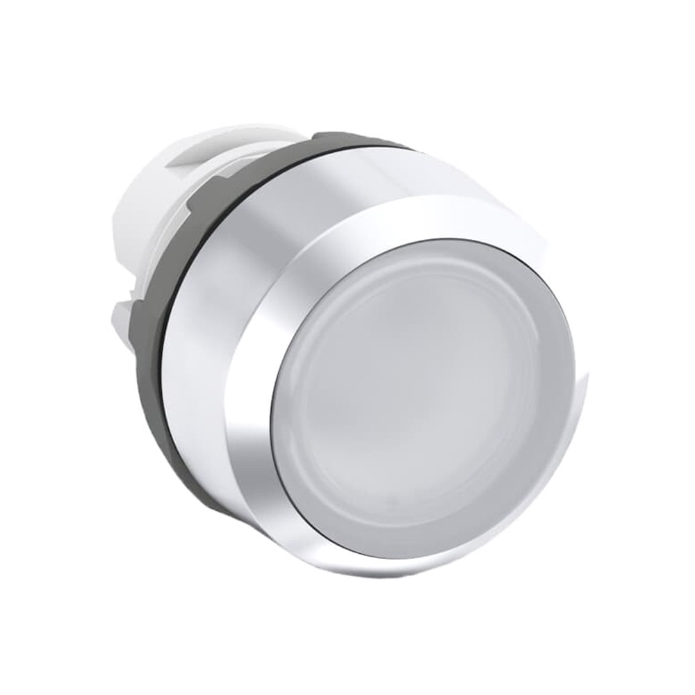 Pulsador marca ABB Serie MP1; Color Blanco Iluminado Momentáneo Diámetro 22mm sin bloque de contacto